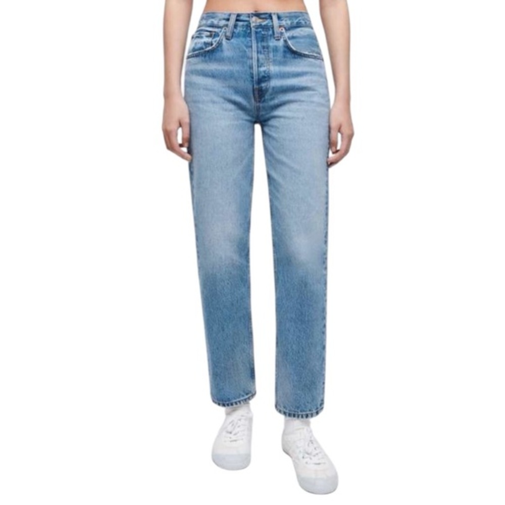 ReDone 70s Stove Pipe Blue Wash High Rise Straight Leg Jeans Size 27